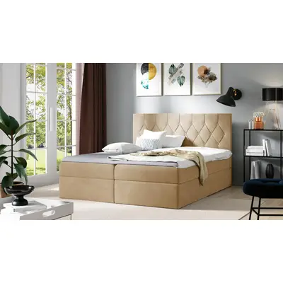 Luxury Box Spring Bed Hotel Beds Upholstery Function bed base 180x200cm Beige