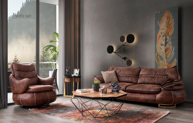 Luxury US Western Sofa set Couch Loft Furniture 3+1 Seater Sofa Armchair 2-pcs. new
