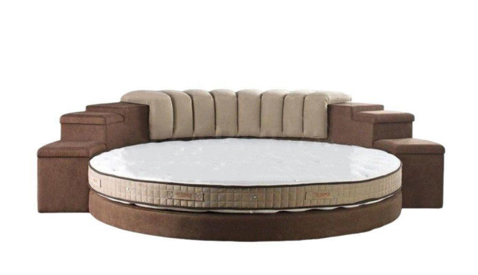 Round Bed Modern Design Luxury Upholstery Round Beds Textile Fabric