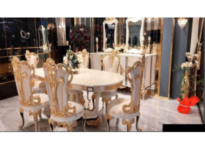 Luxury Dining room Dining table Chair Wood Tables Table Baroque Dining Chairs Furniture Group