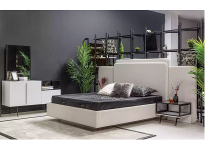 Bedroom Bed 2x Bedside tables Luxury Chest of drawers Set Design Furniture 5pcs