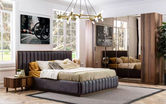 Bedroom Design Set Suite Beds 2x Bedside tables 4 pcs. Furniture new