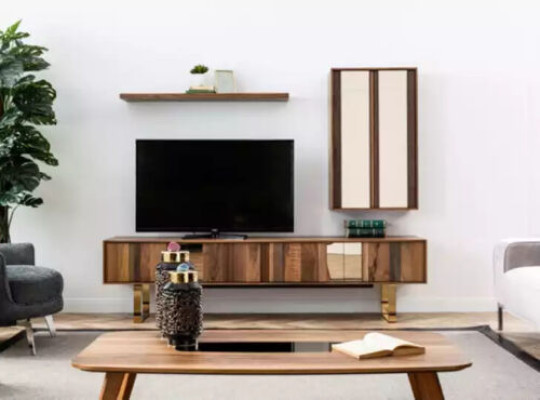 Lowboard TV cabinet Wardrobe Table Living room Wood Modern Wall unit Furniture 5pcs