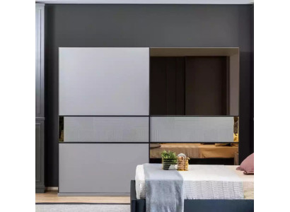 Wardrobe Wardrobe Bedroom Gray Wood Modern Design Wardrobe Cabinet