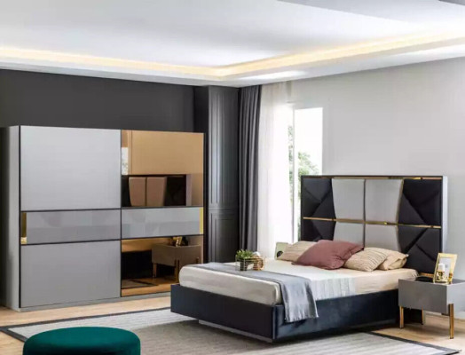 Wardrobe Wardrobe Bedroom Gray Wood Modern Design Wardrobe Cabinet