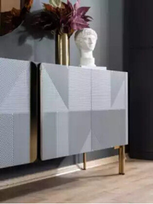 Sideboard Mirror Set Italian Style 2pcs. Living room Wood Chest of drawers Wardrobe