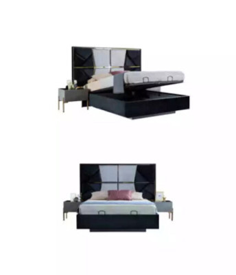 Beautiful sleeping set in dark gray tones with gold inserts