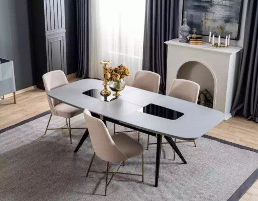 Dining room Wood Dining set Set Group Table 4x Chairs Dining set Design 7 pieces