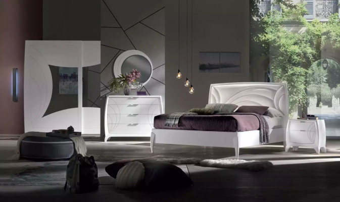 Bedroom Set Bed 2x Bedside table Wardrobe 6-piece design luxury