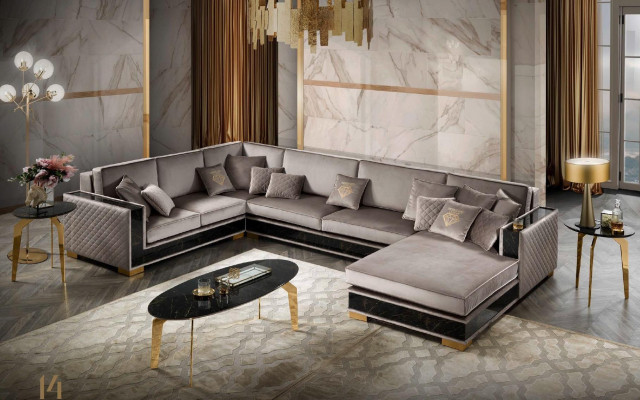Corner sofa U-shape Sofa Couch Design Upholstery Textile Sofas Seat Furniture Living landscape