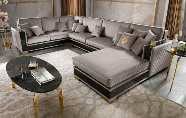 Corner sofa U-shape Sofa Couch Design Upholstery Textile Sofas Seat Furniture Living landscape