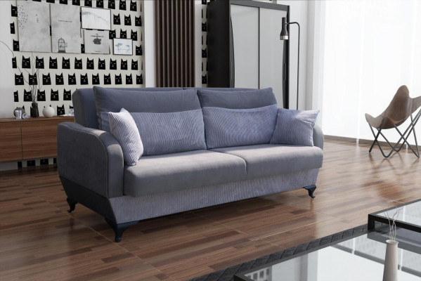 Luxury Modern Designer Sofa 3 Seater Furniture Upholstery Textile Purple Big Sofas Couches