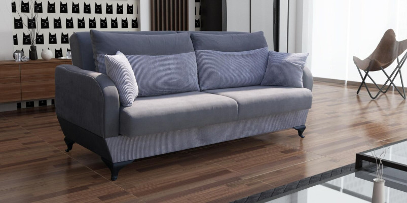 Luxury Modern Designer Sofa 3 Seater Furniture Upholstery Textile Purple Big Sofas Couches