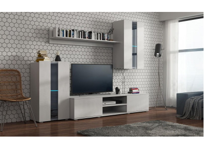 Set Modern Wall unit Display cabinets Shelf Wardrobe Living room Modern style wall units 4 pieces