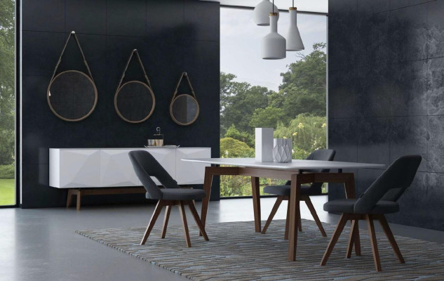 Dining room set luxury furniture dining table chairs sideboard real wood furniture