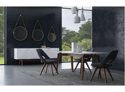 Dining room set luxury furniture dining table chairs sideboard real wood furniture