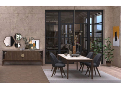 Large modern dining room set luxury set dining table chairs sideboard
