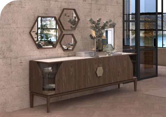 Large modern dining room set luxury set dining table chairs sideboard