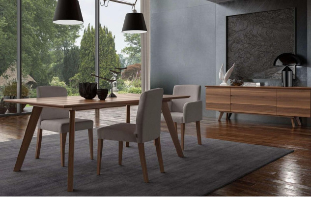 Dining room set luxury natural walnut sideboard sideboard chairs design