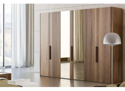 Large Brown Wardrobe Bedroom Wardrobe with Mirror Cabinets