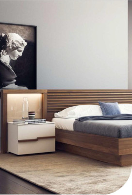 Brown Bedroom Set Luxury Bed Chest of drawers Bedside tables Natural walnut