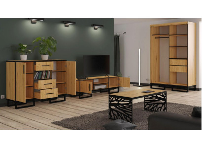 Living room walls Chests of drawers Wardrobe Table new 4-piece Living room Set Display case Chest of drawers