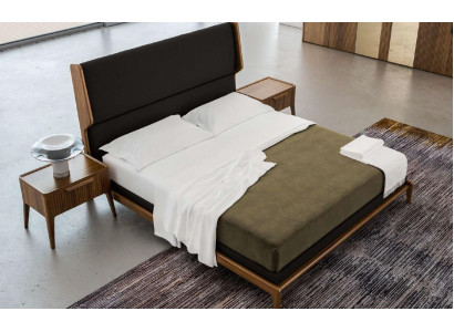 Brown Bedroom Set Bed Bedside Tables 2 Pieces Modern Style Luxury Furniture