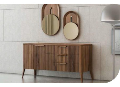 Natural Walnut - Toros Black Marble Chest of drawers Luxury Living room furniture