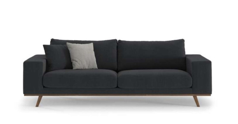 Gray living room sofa luxury three-seater upholstered couch modern furniture style