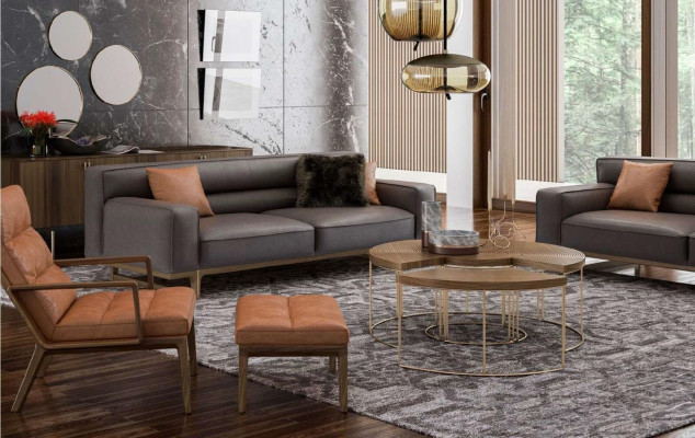 Gray Three Seater Modern Luxury Couch Living room furniture Living room Sofa