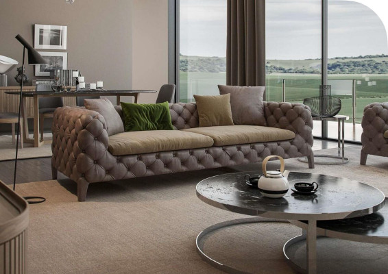 Chesterfield Four Seater Taupe Modern Couch Living room furniture Modern new