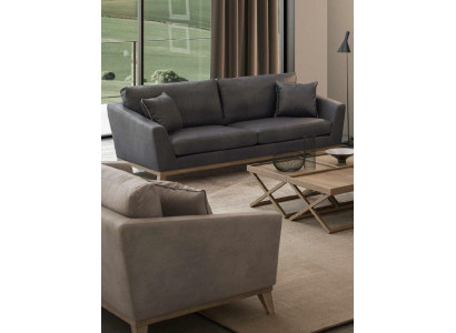 Gray three-seater wooden frame modern living room couch new luxury design