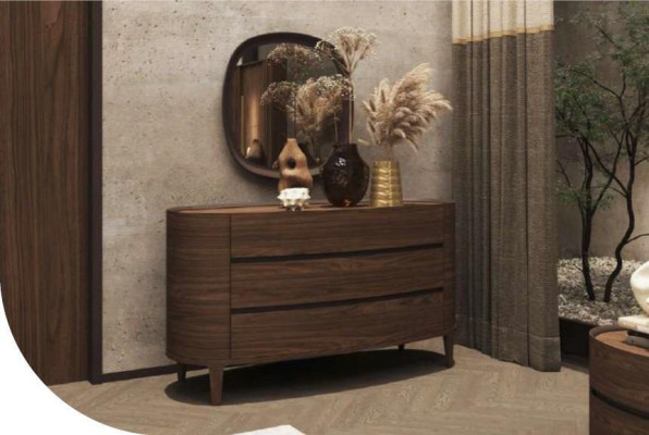 Brown designer chest of drawers in a modern style with storage space bedroom furniture