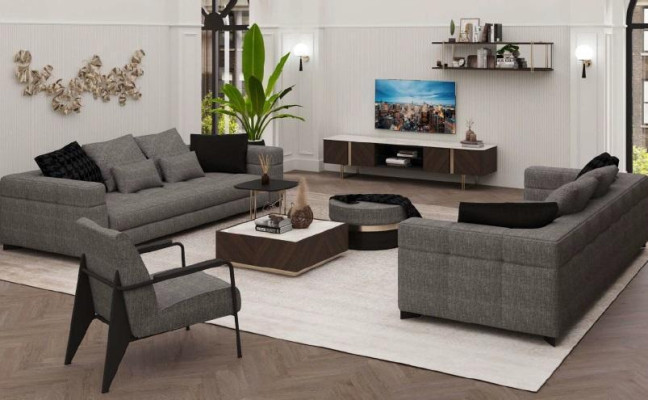 Gray armchair stainless steel feet modern living room furniture armchair sofa couch