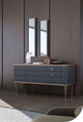 Designer Chest of drawers with drawers Natural Walnut-Matt Anthracite