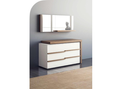 White Luxury Chest of drawers with Mirror Modern Walnut Natural Design new