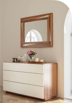 White Brown Bedroom Dresser Luxury Console Storage Space Elegant Real Wood Furniture