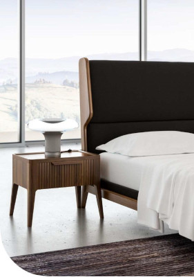 Bedroom -Bedside table with storage space in modern style wooden furniture luxury