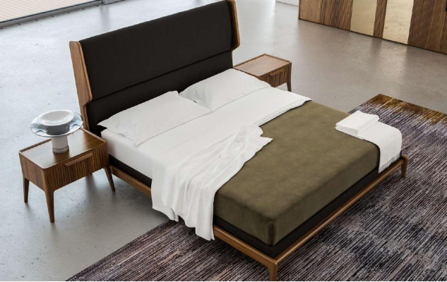 Bedroom -Bedside table with storage space in modern style wooden furniture luxury