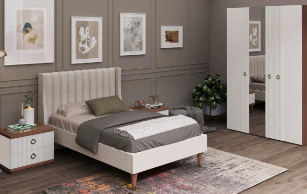White Bedside table with drawers Wooden furniture Modern luxury bedroom furniture