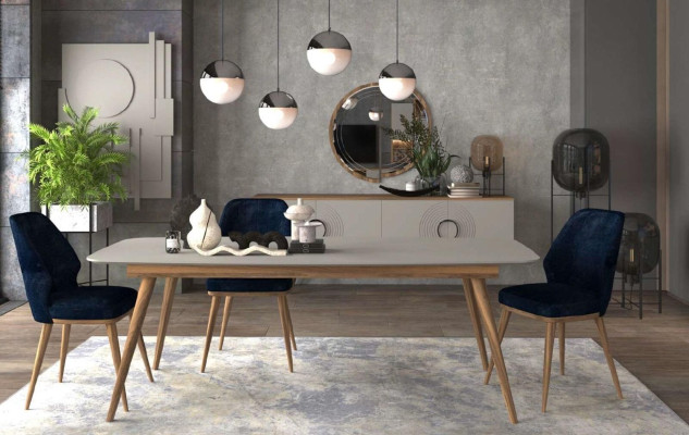 Blue dining room chair luxury modern kitchen furniture designer wooden furniture