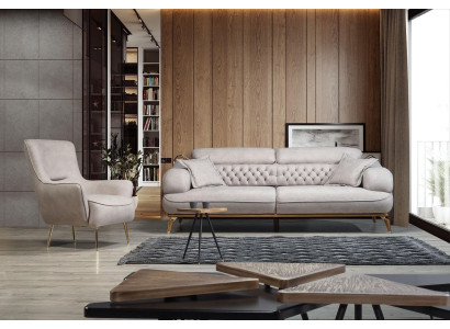 Sofa 3 Seater + Armchair Set Design Sofa Textile Armchair Living room new