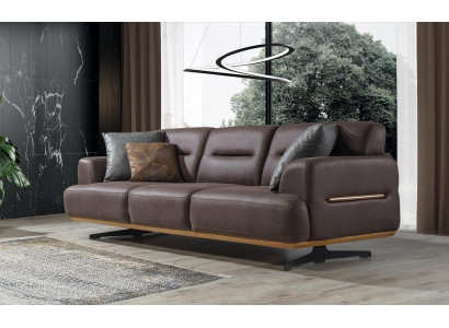 Modern Sofa 3 Seat Leather Brown Furniture Sofas Couch Seat Cushion Three Seater