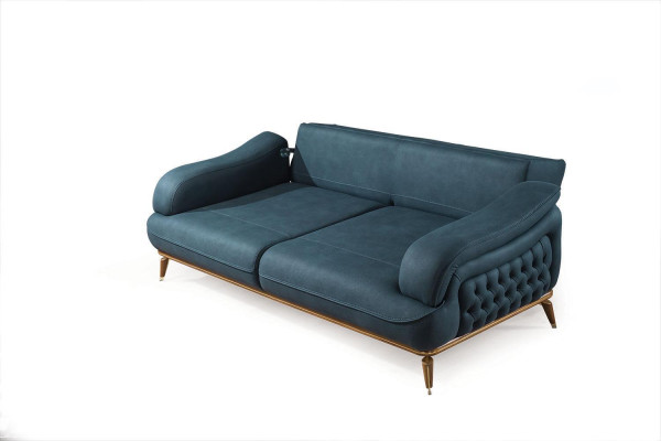 Living room Sofa 3 Seater Couch Furniture Wood Blue Upholstery Furniture Sofa new