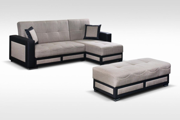 Corner sofa with Stool Sofa bed Suite Living landscape L-shape Designer Sofa Couch