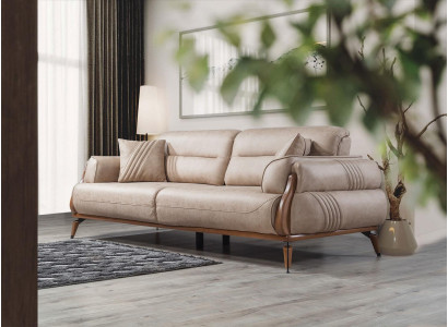 Luxury Three Seater Designer Sofa Upholstery Sofas Couches Beige Leather new