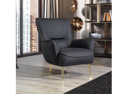 Design Textile Armchair Living room Lounge Luxury Chair Design Furniture Black