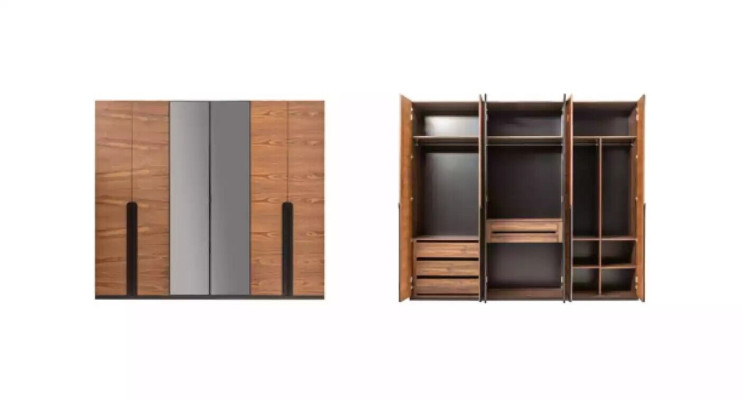 Bed +2x Bedside tables 5 pieces. Bedroom Set Designer Luxury Bedroom