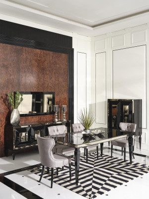 Large dinette Dining set Dining room Dining table Chairs 10 pieces Black Wood