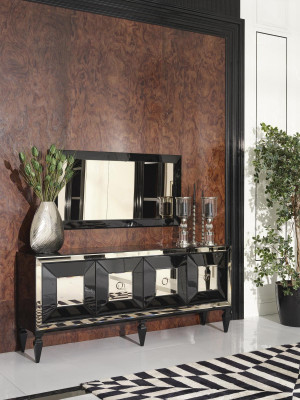 Large dinette Dining set Dining room Dining table Chairs 10 pieces Black Wood